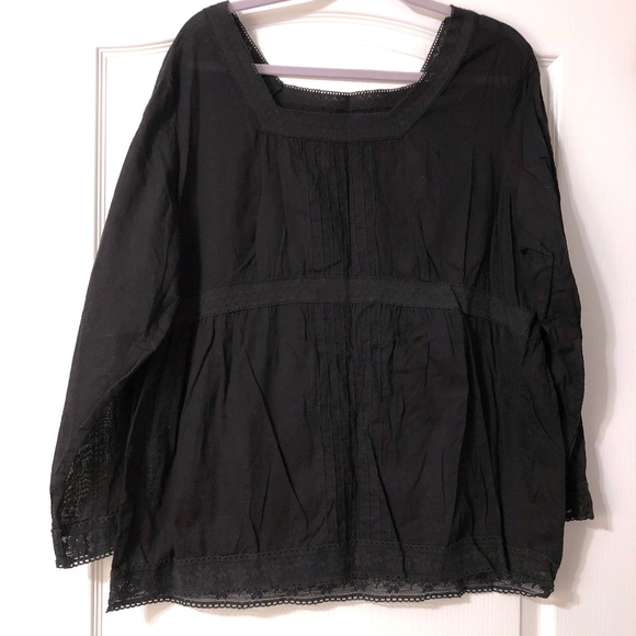 Relativity Tops - PD! Black Peasant Tunic Long Sleeve Top Lace